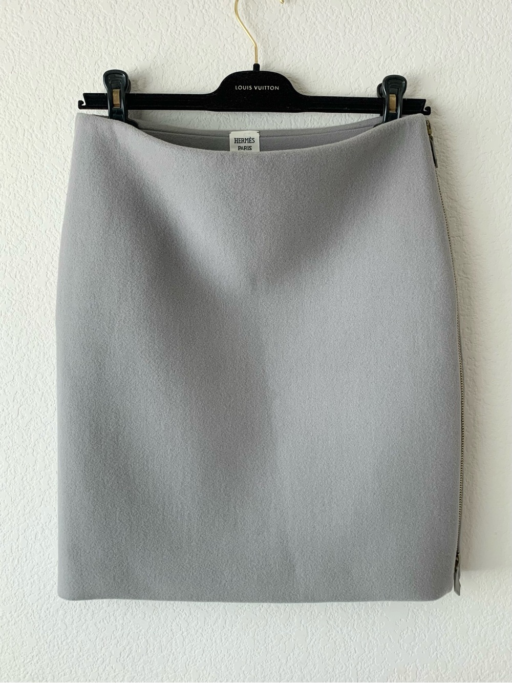 New Hermes thick wool skirt side zip